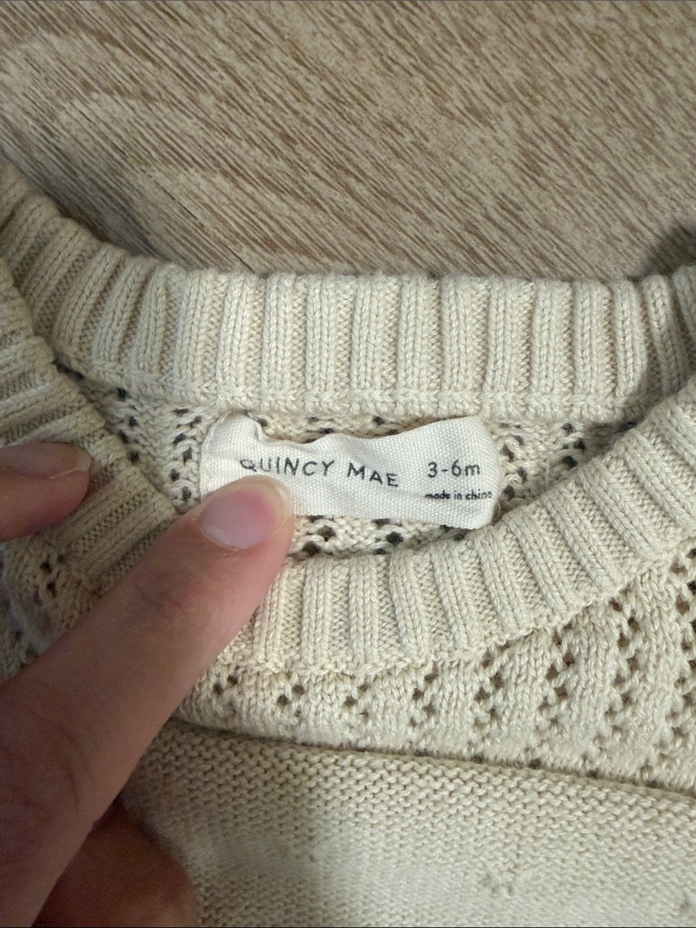 Quincy Mae Cream Knit Eyelet Sweater Romper - Picture 2 of 3